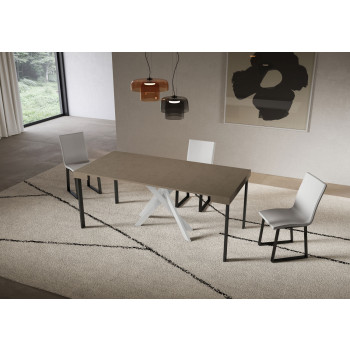 Consola Saki con patas blancas - Consola extensible 90x40/300 cm Saki cachemir con patas blancas