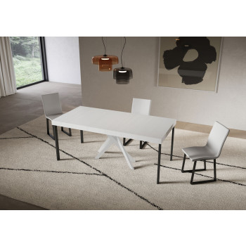 Consola Saki Premium con patas blancas - Consola extensible 90x40/196 cm Saki Pequeña Premium Cashmere con patas blancas