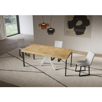 Consola Saki Premium con Patas Blancas - Consola Extensible 90x40/300 cm Saki Premium Cashmere con Patas Blancas