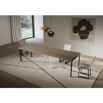 Consola Saki Premium con Patas Blancas - Consola Extensible 90x40/300 cm Saki Premium Cashmere con Patas Blancas