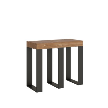 Consola Sintesi con estructura antracita - Consola extensible 90x40/196 cm Sintesi Small Premium Roble Natural con estructura antracita