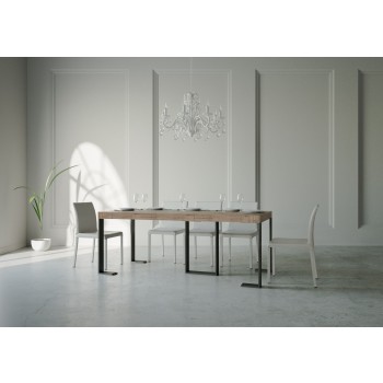 Consola Sintesi con estructura antracita - Consola extensible 90x40/196 cm Sintesi Small Premium Roble Natural con estructura antracita