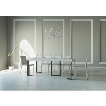 Consola Sintesi con estructura antracita - Consola extensible 90x40/196 cm Sintesi Small Premium Roble Natural con estructura antracita