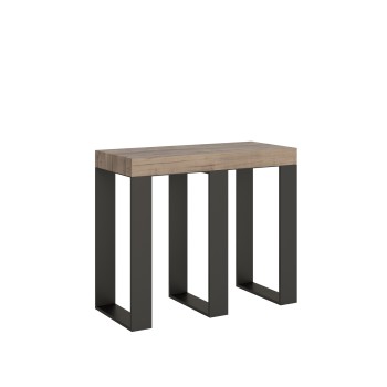 Consola Sintesi con estructura antracita - Consola extensible 90x40/196 cm Sintesi Small Premium Roble Natural con estructura antracita