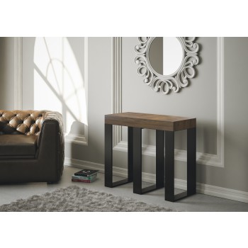 Consola Sintesi con estructura antracita - Consola extensible 90x40/300 cm Sintesi Fresno Blanco con estructura antracita