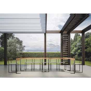 Consola Sintesi con estructura antracita - Consola extensible 90x40/300 cm Sintesi Fresno Blanco con estructura antracita