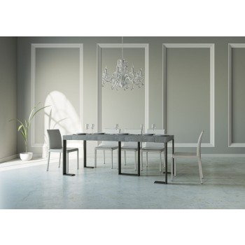 Consola Sintesi con estructura antracita - Consola extensible 90x40/300 cm Sintesi Premium Roble Natural con estructura antracita