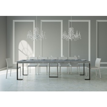 Consola Sintesi con estructura antracita - Consola extensible 90x40/300 cm Sintesi Premium Roble Natural con estructura antracita