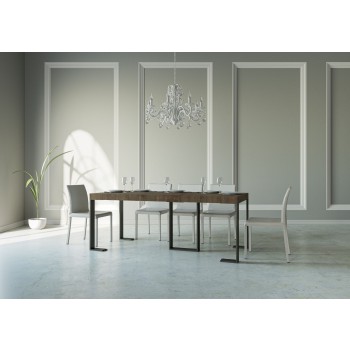 Consola Sintesi con estructura antracita - Consola extensible 90x40/300 cm Sintesi Premium Roble Natural con estructura antracita