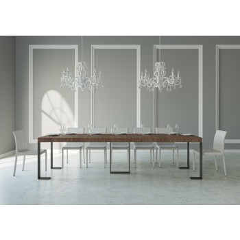 Consola Sintesi con estructura antracita - Consola extensible 90x40/300 cm Sintesi Premium Roble Natural con estructura antracita