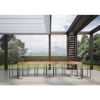 Consola Sintesi con estructura antracita - Consola extensible 90x40/300 cm Sintesi Premium Roble Natural con estructura antracita