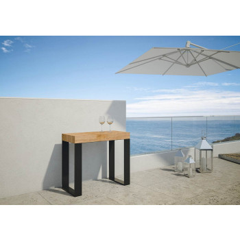 Consola Tecno con patas antracita - Consola extensible 90x40/190 cm Tecno Pequeña abeto teñido con patas antracita