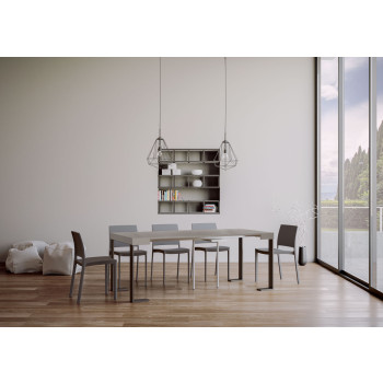 Consola Tecno con patas antracita - Consola extensible pequeña Tecno 90x40/196 cm con patas de fresno blanco y antracita