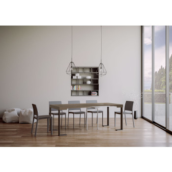 Consola Tecno con patas antracita - Consola extensible pequeña Tecno 90x40/196 cm con patas de fresno blanco y antracita