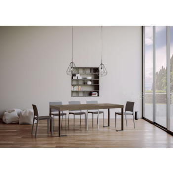 Consola Tecno con patas antracita - Consola extensible 90x40/196 cm Tecno Small Premium roble natural con patas antracita