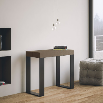 Consola Tecno con patas antracita - Consola extensible Tecno 90x40/300 cm fresno blanco con patas antracita