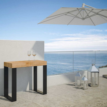 Consola Tecno con patas antracita - Consola extensible Tecno Premium 90x40/300 cm en roble natural con patas antracita