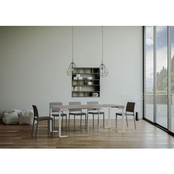 Consola Tecno con patas blancas - Consola extensible 90x40/196 cm Tecno Pequeña fresno blanco con patas blancas