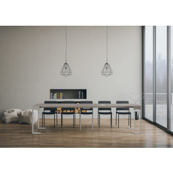 Consola Tecno con patas blancas - Consola extensible 90x40/300 cm Tecno fresno blanco con patas blancas