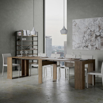 Consola Venus - Consola extensible 90x48/296 cm Venus fresno blanco con extensiones interiores