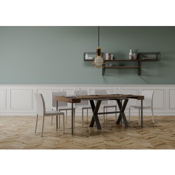 Consola Xenia con estructura antracita - Consola extensible 90x40/196 cm Xenia Pequeña Fresno Blanco con estructura antracita