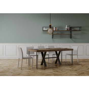 Consola Xenia con estructura antracita - Consola extensible 90x40/196 cm Xenia Small Premium Roble Natural con estructura antracita