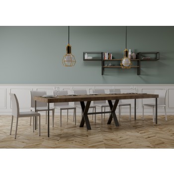 Consola Xenia con estructura antracita - Consola extensible 90x40/300 cm Xenia Premium Roble Natural con estructura antracita