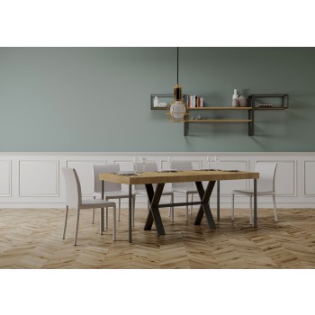 Consola Xenia con estructura antracita - Consola extensible 90x40/300 cm Xenia Premium Roble Natural con estructura antracita