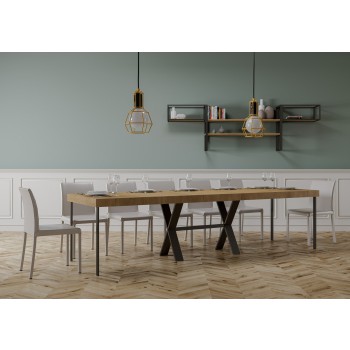 Consola Xenia con estructura antracita - Consola extensible 90x40/300 cm Xenia Premium Roble Natural con estructura antracita