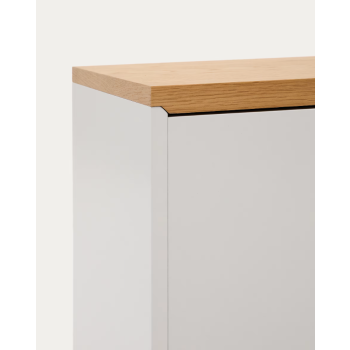 Aparador Abilen de 3 puertas, chapa de roble y lacado blanco, 180 x 75 cm, FSC 100%
