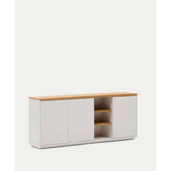 Aparador Abilen de 3 puertas, chapa de roble y lacado blanco, 180 x 75 cm, FSC 100%