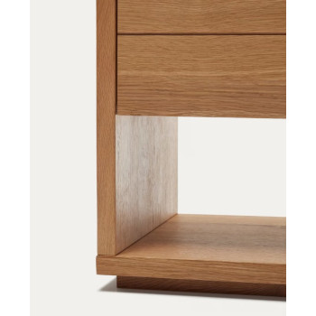 Aparador Alguema de 4 puertas en chapa de roble con acabado natural, 200 x 74 cm