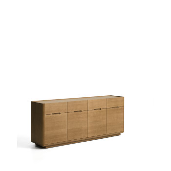 Aparador Arelida en chapa de roble y madera maciza con acabado marrón claro 200 x 80 cm FSC Mix Credit