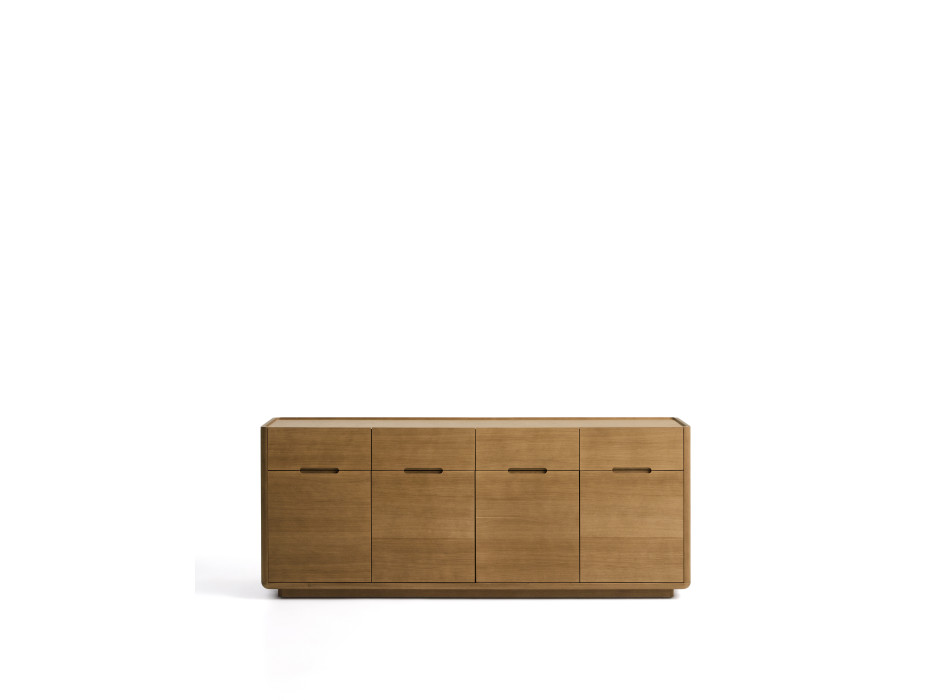 Aparador Arelida en chapa de roble y madera maciza con acabado marrón claro 200 x 80 cm FSC Mix Credit