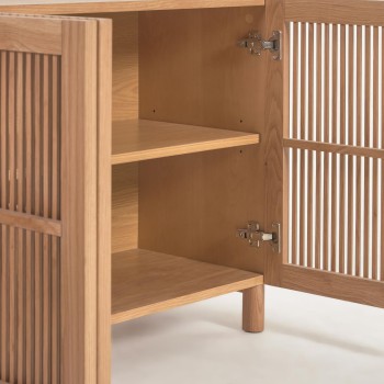 Aparador Beyla de 4 puertas en madera maciza y chapa de roble 180 x 71,5 cm FSC 100%