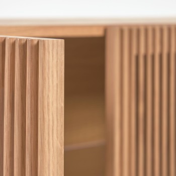 Aparador Beyla de 4 puertas en madera maciza y chapa de roble 180 x 71,5 cm FSC 100%