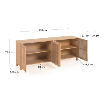 Aparador Beyla de 4 puertas en madera maciza y chapa de roble 180 x 71,5 cm FSC 100%