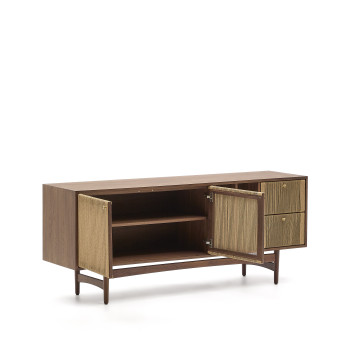 Aparador Elan 2 puertas 2 cajones chapa y madera maciza nogal cuerda 180x73cm FSC Mix Crédito
