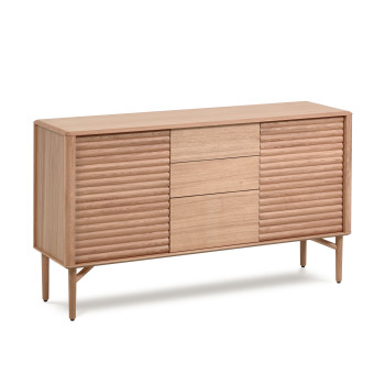 Aparador Lenon de 2 puertas y 3 cajones en madera y chapa de roble, 155x86 cm, Crédito FSC MIX