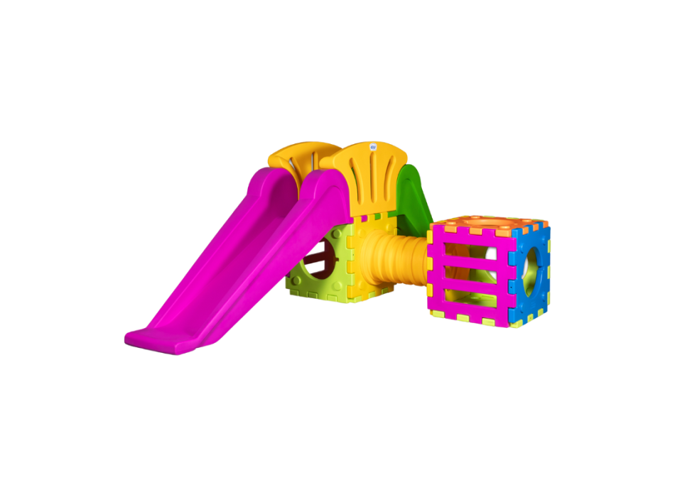 Modelo de juguete cúbico L2000 – juego modular con 1 tobogán grande y 1 cubo.