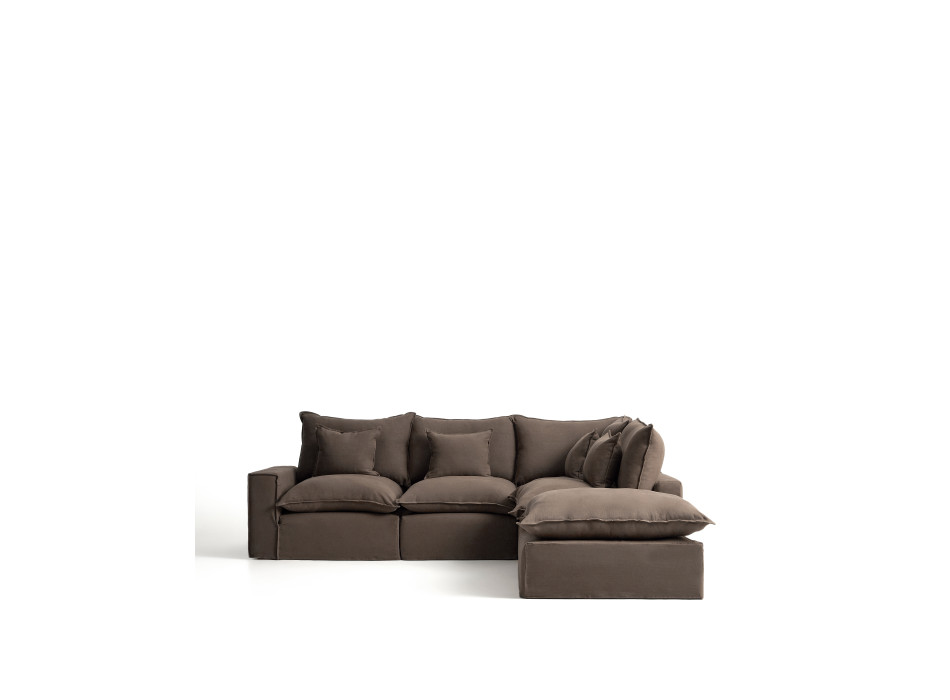 Sofá esquinero modular Anarela de 4 plazas con funda extraíble de lino.