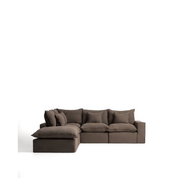 Sofá esquinero modular Anarela de 4 plazas con funda extraíble de lino.