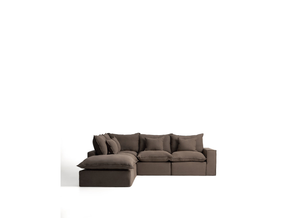 Sofá esquinero modular Anarela de 4 plazas con funda extraíble de lino.