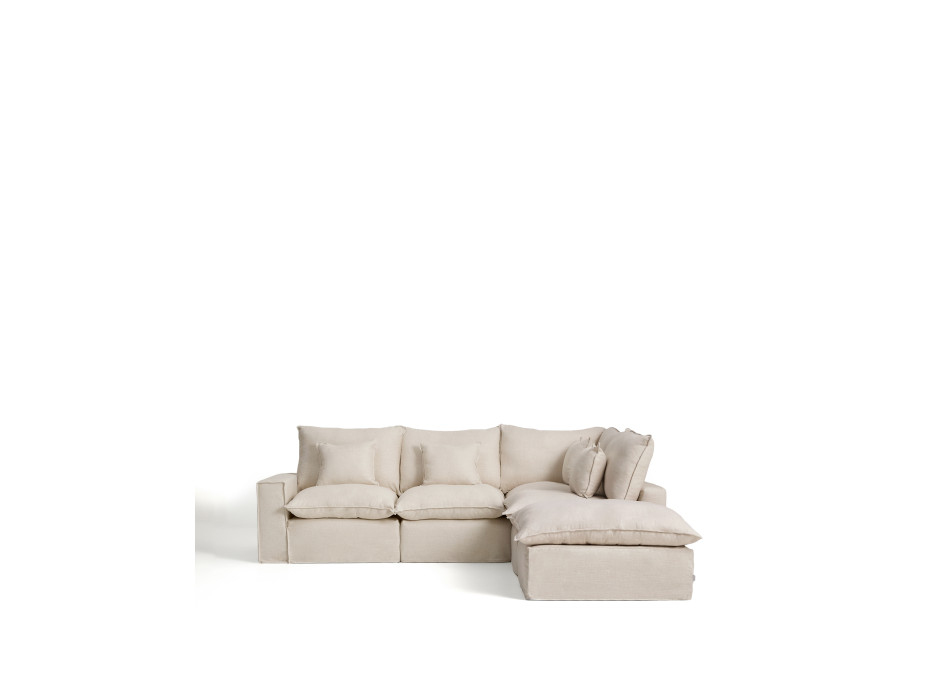 Sofá esquinero modular Anarela de 4 plazas con funda extraíble de lino y viscosa.