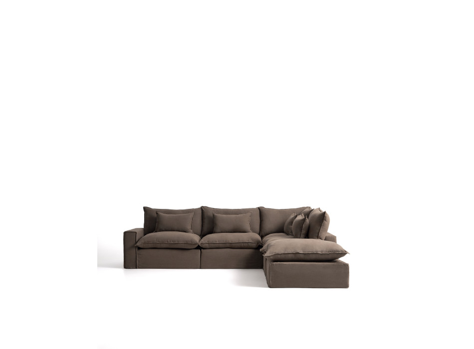 Sofá esquinero modular Anarela de 6 plazas con funda extraíble de lino.