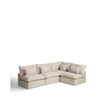 Sofá esquinero modular Anarela de 6 plazas con funda extraíble de lino y viscosa.