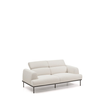 Sofá de 2 plazas Aurum en chenilla color crudo con cabecero reclinable y base de metal gris mate 214 cm FSC Mix Crédito