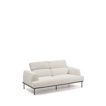 Sofá de 2 plazas Aurum en chenilla color crudo con cabecero reclinable y base de metal gris mate 214 cm FSC Mix Crédito