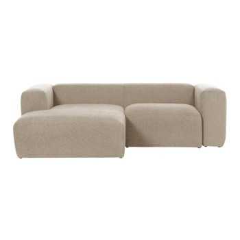 Sofá Blok 2 plazas chaise longue izquierda beige 240 cm