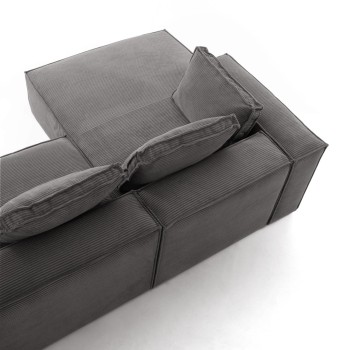 Sofá Blok de 2 plazas con chaise longue izquierda en pana gruesa